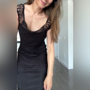 Vintage black crochet boho festival dress S/M